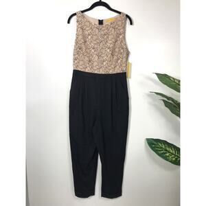 Alice + Olivia NWT Lace Bodice Jumpsuit Sleeveless Lace Overlay Romper Wool 6